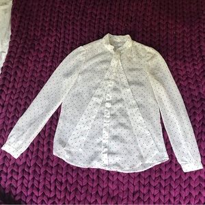 American Apparel sheer chiffon Swiss dot button up blouse